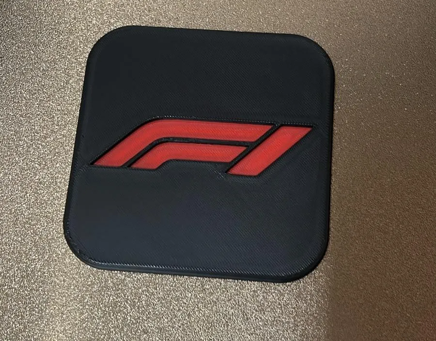 F1 Logo Coaster — Two-tone PLA (black + red)