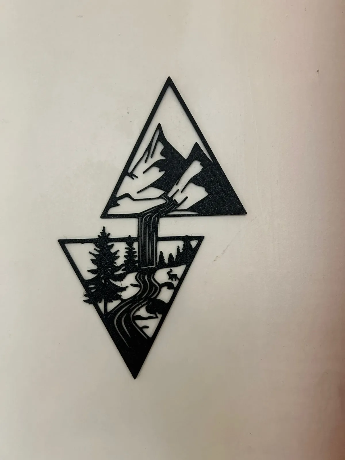 Mountain & Waterfall Diamond Panel — Matte black PLA
