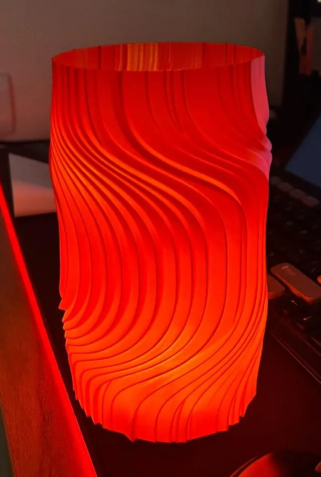 Wave Cylinder Lamp — Translucent PLA (white / natural)